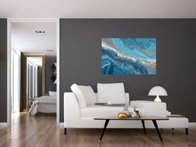 Tablou - Marmură bleu cu aur I. (90x60 cm)