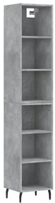 3189849 vidaXL Dulap înalt, gri beton, 34,5x32,5x180 cm, lemn prelucrat