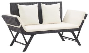 vidaXL Bancă de grădină cu perne, negru, 176 cm, poliratan