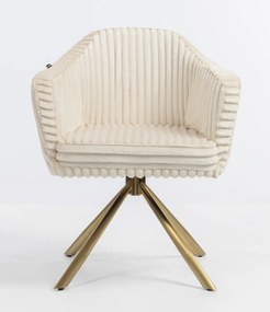 HR832 BAZĂ STEA Scaun Cappuccino Teddy Cord cu Bază Aurie