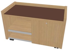 Comodă mobilă Verno 100 x 50 cm cu sticlă, dreapta, stejar deschis / maro