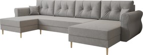 Canapea extensibila in forma de U SILVIANO 300x140 cm, gri + 2 perne CADOU