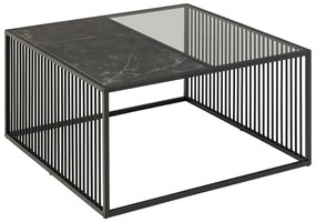 Măsuță de cafea neagră cu blat din sticlă 80x80 cm Strington – Actona