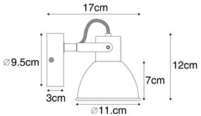 Spotlight industrial negru cu lemn inclinabil - Tommy