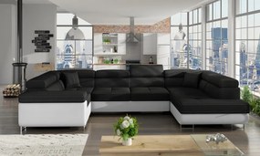 Canapea modulara, extensibila, cu spatiu pentru depozitare, 340x90x202 cm, Letto R02, Eltap (Culoare: Negru / Gri inchis piele)