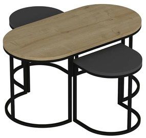 Masuta de cafea set (3 bucăți) Dena - Anthracite, Oak
