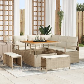 vidaXL Set de canapele pentru grădină cu pernă 8 pcs Bej Rattan poli