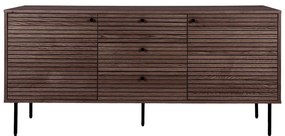 Comodă maro închis joasă cu aspect de lemn de stejar 150x74 cm Kyoto – House Nordic
