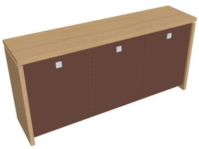 Dulap mic Verno 188 x 46 x 90 cm, uși de sticlă, stejar deschis / maro