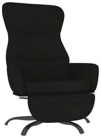 3097482 vidaXL Scaun de relaxare cu suport picioare, negru, microfibră