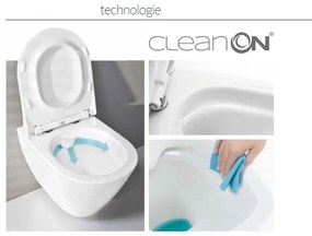 Vas wc suspendat rimless Clean on, Carina New, alb, Cersanit