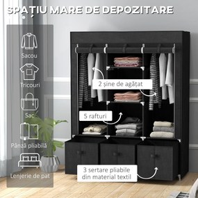 Homcom sifonier Pliabil Textil – Cu Rafturi &amp; Sertare, Ideal pentru Spatii Mici | Aosom Romania