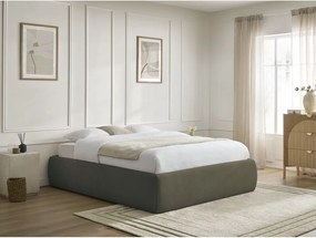 Pat matrimonial verde închis tapițat cu spațiu de depozitare/fără tăblie cu somieră 180x200 cm Inera – Bobochic Paris