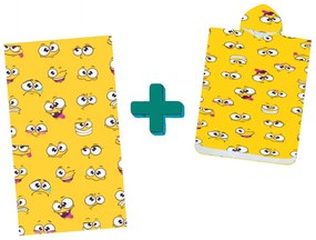 Set de plaja SMILE – prosop 100×180 cm si poncho 80×145 cm, galben