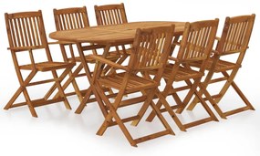 44057 vidaXL Set mobilier de exterior pliabil, 7 piese, lemn masiv de acacia