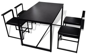 244269 vidaXL Set masă și scaune de bucătărie, negru, 5 piese