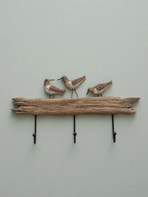 Cuier din lemn de paulownia, cu 3 agatatori, Birds