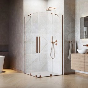 Cabina de dus patrata usi culisante Radaway Furo KDD 90x90 cm profil cupru periat