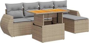 vidaXL Set canapele de grădină cu perne, 6 piese, bej, poliratan