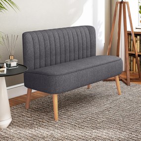 HOMCOM Canapea 2 Locuri din Material Textil fără Brațe cu Cusături, Canapea Compactă Modernă cu Picioare din Lemn de Cauciuc pentru Living, 117x56.5x77 cm, Gri Închis | Aosom Romania