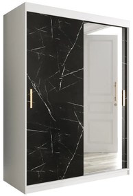 Dulap de haine 150 cm Marbelo T2 (mat alb + marmură neagră). 1064591