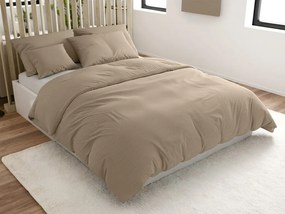 Lenjerie de pat din crep DENYX BLEND maro deschis, fermoar Dimensiune lenjerie de pat: 2 buc 70 x 90 cm | 200 x 220 cm