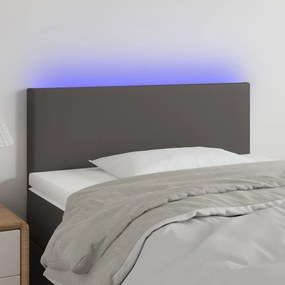 3121408 vidaXL Tăblie de pat cu LED, gri, 80x5x78/88 cm, piele ecologică