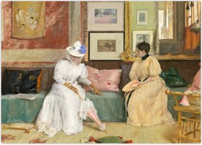 Tablou - William Merritt Chase, A Friendly Call, reproducere (70x50 cm)