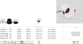 Spot incastrabil LED 14W 3000K Helio alb