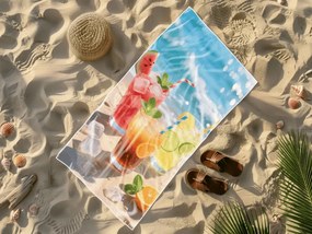 Prosop de plaja XL cu uscare rapida COLD DRINKS colorat 100 x 180 cm, 100% microfibra