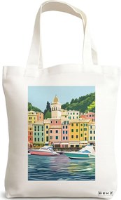 Sacosa de Panza pentru Cumparaturi, Geanta Tote, model Harbor Haven 38 x 34.5 cm, Alba, BEKZ®