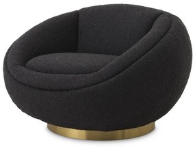 Fotoliu pivotant design elegant Bollinger, boucle negru 115780 HZ