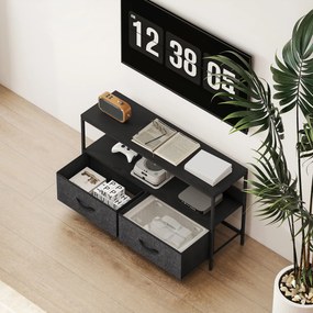 HOMCOM Mobilier pentru Televizor de 47" cu Sertare Pliabile din Material Textil și Raft, 98x29x56 cm, Lemn Natural | Aosom Romania