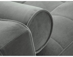 Colțar extensibil din catifea cu șezlong stânga Milo Casa Santo, gri deschis