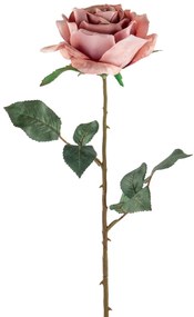 Floare artificiala trandafir Rose, Fibre artificiale, Roz, 66 cm