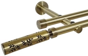 Galerie dubla picior universal fara inele prindere perete flora 19/19 mm aur antic (Alege marime: 140 cm)