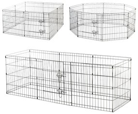 Tarc tip plasa pentru animale PawHut, 8 bucati 61x61cm, negru | AOSOM RO