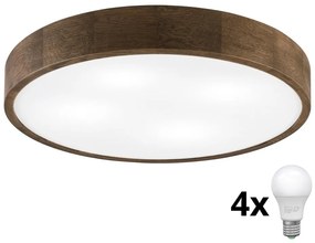 Brilagi - Plafonieră LED CARVALHO 4xE27/60W/230V, finisaj stejar-nuc, Ø 57,5 cm