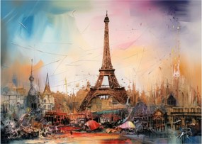 Tablou pe sticlă - Pictură a Turnului Eiffel (70x50 cm)