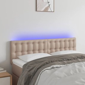 3121707 vidaXL Tăblie de pat cu LED cappuccino 144x5x78/88 cm piele ecologică