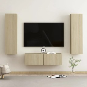 Set de dulapuri TV, 3 piese, stejar sonoma, PAL 1, Stejar sonoma, 100 x 30 x 30 cm