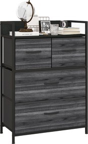 HOMCOM Comodă, Bufet, 4 sertare din material textil, Design industrial, 60x29x85cm, Negru | Aosom Romania