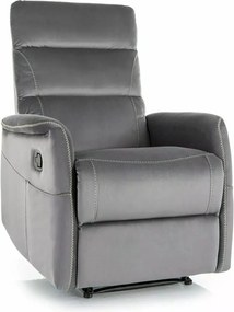 Fotoliu recliner SOLON M, stofa catifelata gri - Bluvel 14, 74x86/162x