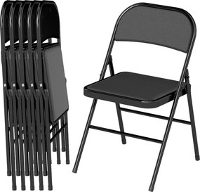 HOMCOM Set de 2 scaune pliante, scaune de birou portabile, picioare din oțel, scaun pliant pentru birou, recepție, sala de așteptare, piele ecologică, negru | Aosom Romania