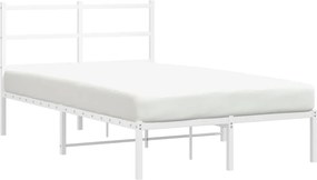 vidaXL Cadru de pat metalic cu tăblie, alb, 120x190 cm