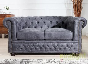 Canapea clasica stil englezesc Chesterfield 2 locuri gri antic A-37390 VC