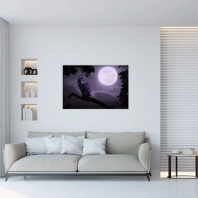 Tablou - Bufniță de noapte, violet (90x60 cm)