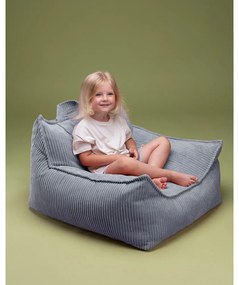 Fotoliu puf pentru copii albastru cu tapițerie din catifea reiată Chair – Wigiwama