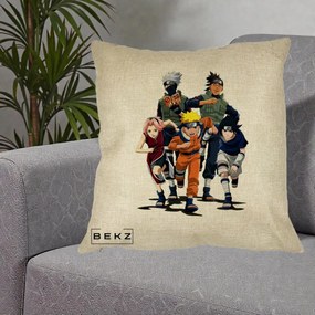 Perna Personalizata Naruto Echipa 7 Kakashi Sensei, 40x40 cm, Crem, Husa Detasabila, Perna Inclusa, BEKZ®