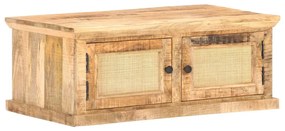 vidaXL Măsuță de cafea, 90x50x35 cm, lemn masiv de mango &amp; trestie